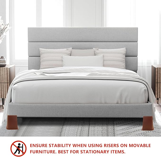 6 Pack Brown Bed Risers 6 inch Heavy Duty, Oversized Furniture Risers, Bed Lifts Risers for Table, Sofa, Chair, Couch, Desk, Bed Frame Risers Supports Up to 6,500 Lbs