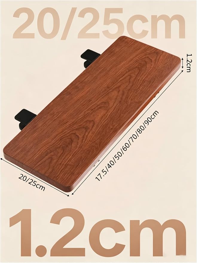 Clamp-On Desktop Extension Board, Space-Saving Side Table for Laptop/Monitor/Keyboard, Adjustable Width Office Desk Attachment (Black-Milk, 50x25cm)