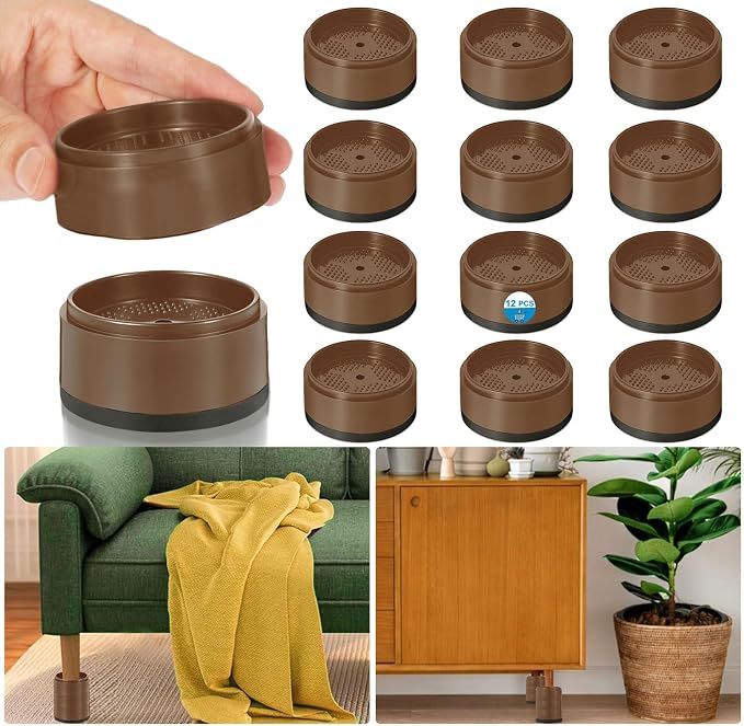 Bed Risers 1 inch, 2 inch, 3 inch, 4 inch Heavy Duty, Adjustable Furniture Riser for Table Desk Couch Sofa Chair Refrigerator Washing Machine, Stackable Bed Raisers Blocks (Brown 4 Pack, 1+1+1 inch)
