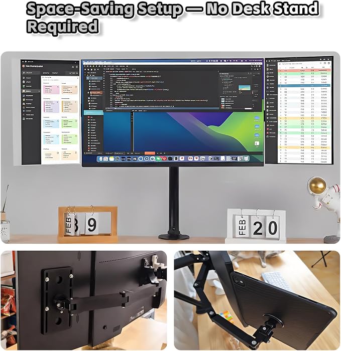 3D-Printed Portable Monitor Extension Arm, Side/Top Mount for Tablets, Phones & 7–18" Portable Screens, VESA 75x75 Compatible (Black, About)