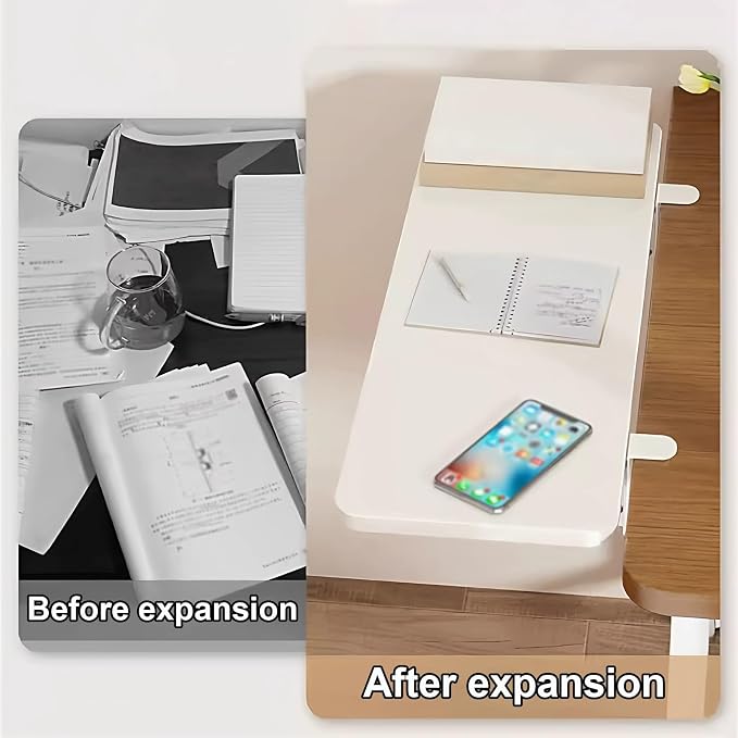Foldable Desktop Side Extension Board,High-load-bearing Under-desk Clamp-on Tray,Eco-friendly Materials,Suitable for Home a Office Use(White,100cm/39.4in)