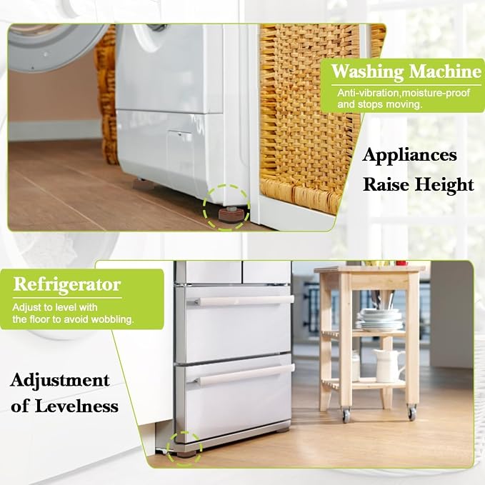 8 Pack Furniture Risers 3 Inch, Adjustable Bed Risers Heavy Duty for Table Desk Couch Chair Sofa Cabinet Bed Legs Dorm, Square Stackable Bed Raisers Blocks Lift Height 1", 2",3"or 4", Brown