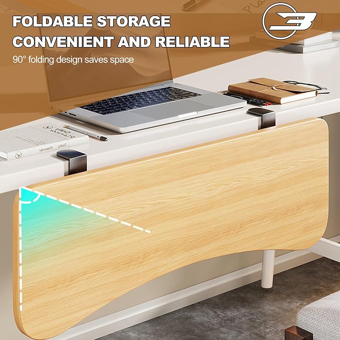 Natural,68 * 24,Ergonomics Desk Extender Tray, Desktop Extender, 30"x9.4" Clamp on Table Mount Arm Wrist Rest Shelf, Small Table Edge Extender Tray, 90° Foldable Computer Arm Rest for Desk