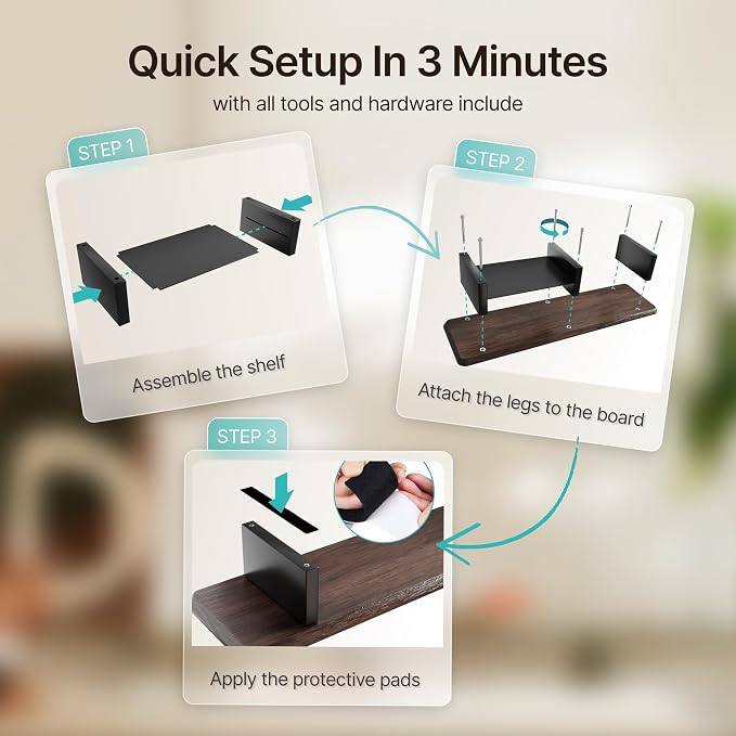 PEGZONE Dual Monitor Riser with Integrated Metal Shelf, Large Walnut Wooden Desk Shelf for 2 Monitors/TV, Monitor Stand Riser for Desk, Wood Monitor Stand Organizer for Home Office，Wide 31.5"