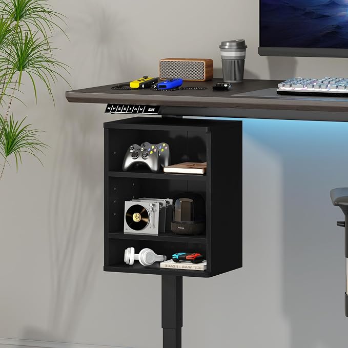 IBUYKE Under-Desk Storage Cabinet Adjustable Cabinet Fits with Standing Desks & Any Desk Legs Clamp-on Shelf for Office and Gaming Room for Elevating Your Workspace UTMZ012B