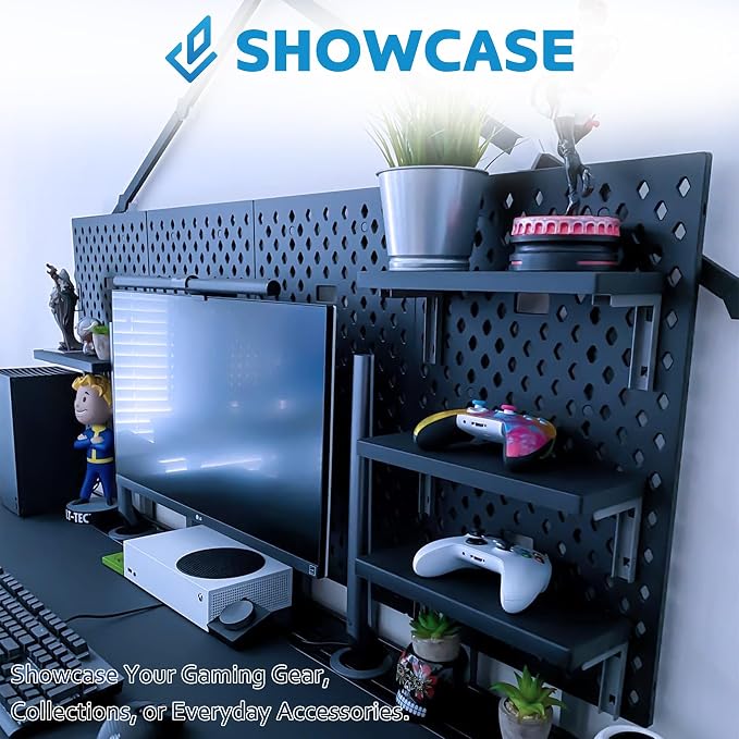 Dezctop D-Board Shelves Organizer Accessories, Quick-Mount for Bifrost Series Computer Desk Home Office Table Declutter Storage, HDF Sheet Shelves, Black