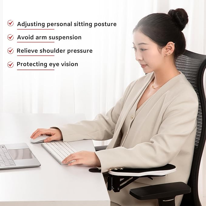 Computer Arm Rest for Desk, 180° Adjustable Rotating Desk Extender Tray, 90° Foldable Elbow Arm Support, Ergonomic Desk Arm Wrist Rest Shelf for Home and Office (Pack of 2)