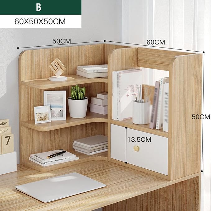 Stylish Corner Desk Nizers*Multi-Function Shelves Wooden Bookshelf for Office Bedroom Kitchen Living Room-Space-Saving Storage Solution..A-white-70CM