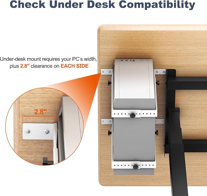 PUTORSEN Under Desk PC Mount for Mid/Mini-Tower Cases - Vertical/Horizontal CPU Holder up to 77 lbs, Space-Saving Computer Rack for ATX/Micro-ATX/Mini-ITX (White)