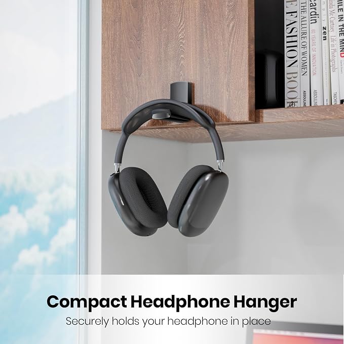 Sticky Headphone Stand Controller Holder - EURPMASK Upgraded Adhesive Gaming Headset Hook, Headphone Holder for Desk with Soft Rubber Pads, Universal PC Gaming Accessory Controller Headset Stand,Black
