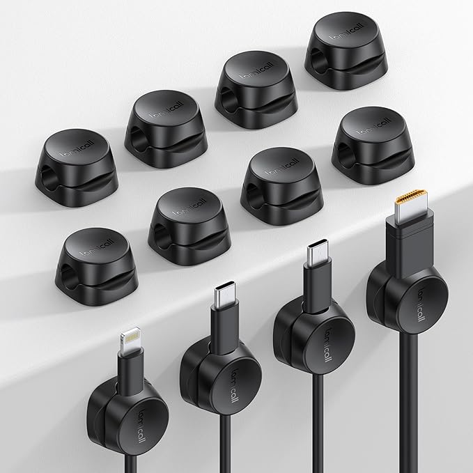 12Pack Cord Organizer Spring Clips, Office Desk Accessories - Lamicall Desk Cable Management Clips, Dorm Room Bedroom Essentials, Phone Charger Cord Holder, Wire Organizer Keeper for Nightstand