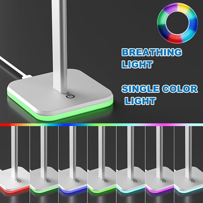 Headphone Stand for Desk - Headset Stand with Aluminum Hanger, Headphone Holder for AirPods Max, Sony, Bose, Beats and More (RGB-White)