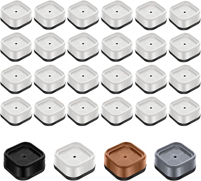shouwuhho 24 Pack Furniture Risers Adjustable Bed Risers Heavy Duty Lifts Height 1", Square Stackable Bed Risers 1, 2 or 3 Inch for Desk Leg Table Couch Sofa Chair Bed Frame Legs Dorm, White