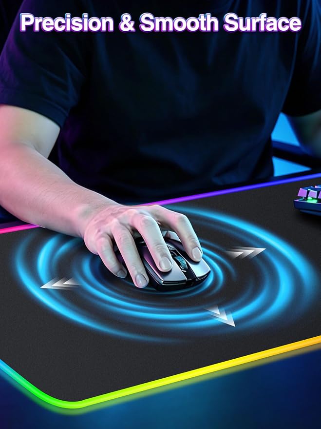 XL RGB Gaming Mouse Pad with 15W Magnetic Wireless Charging, 31.5'' x 11.8'' Extra Large LED Mousepad, 24 Lighting Effects Desk Mat with Non-Slip Rubber Base, Waterproof Ultra-Smooth Surface
