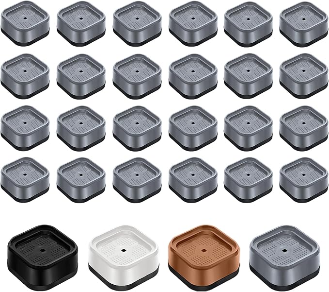 shouwuhho 24 Pack Furniture Risers Adjustable Bed Risers Heavy Duty Lifts Height 1", Square Stackable Bed Risers 1, 2 or 3 Inch for Desk Leg Table Couch Sofa Chair Bed Frame Legs Dorm, Gray
