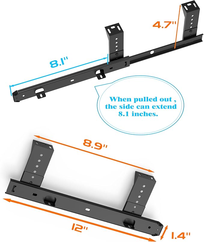 FRMSAET Sliding Keyboard Drawer Tray Hardware 12/14/16/18 inches Slides Heavy Duty Metal Slides Keyboard Slides Mounting Accessories/Ideal for Under Desk Kitchen Cabinet Drawer (12 inches, Black)