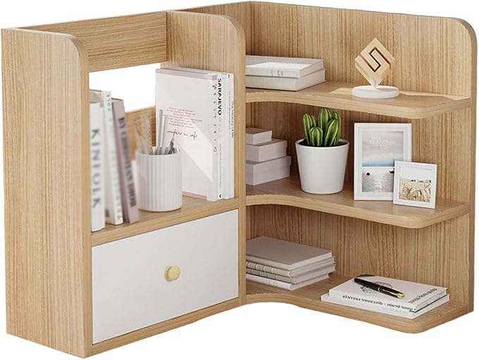Stylish Corner Desk Nizers*Multi-Function Shelves Wooden Bookshelf for Office Bedroom Kitchen Living Room-Space-Saving Storage Solution..B-brown-70CM