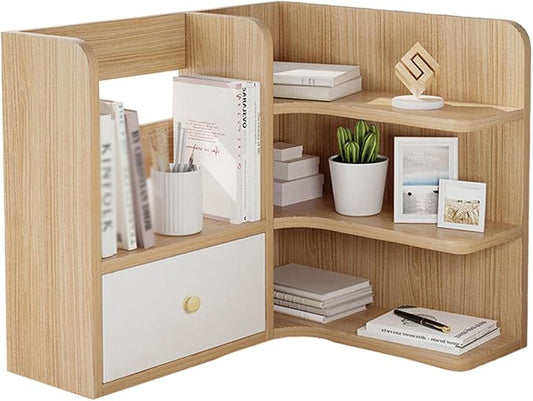 Stylish Corner Desk Nizers*Multi-Function Shelves Wooden Bookshelf for Office Bedroom Kitchen Living Room-Space-Saving Storage Solution..B-brown-70CM