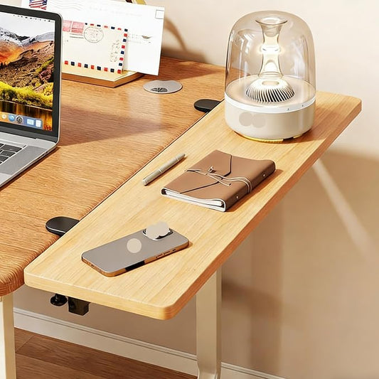 Natural,80 * 20,Desk Extender Tray, 35.4" x 9.8" Clamp On Desk Shelf, Wood Desk Extension, Table Desk Arm Rest, Clamp On Keyboard Tray for Office and Home, Workstation Organizer, Large