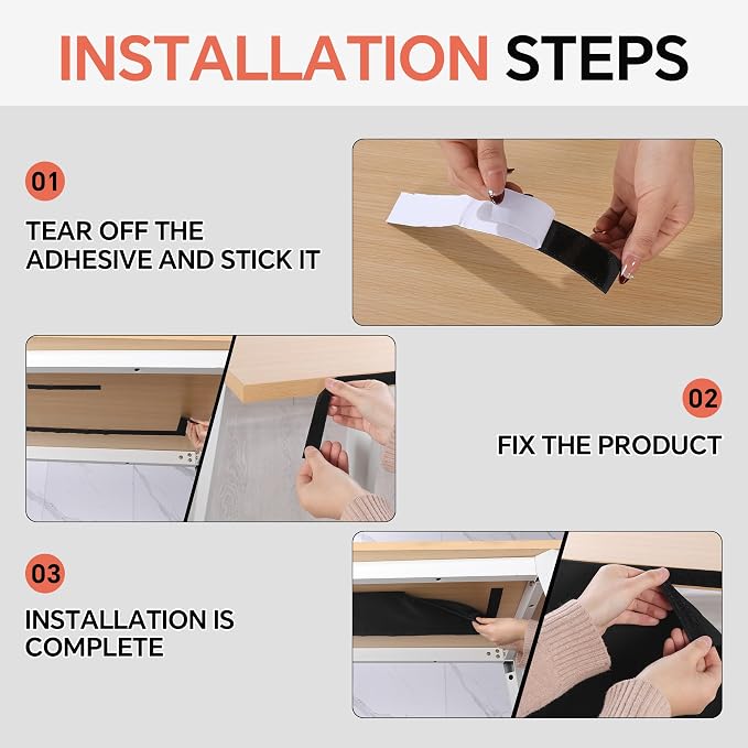 MABOZOO Under Desk Privacy Panel with Management Net, Self Adhesive Desk Skirt with Cord Organizer for Home Office, Standing Desk, Wire Management Under Desk Accessories (Black)