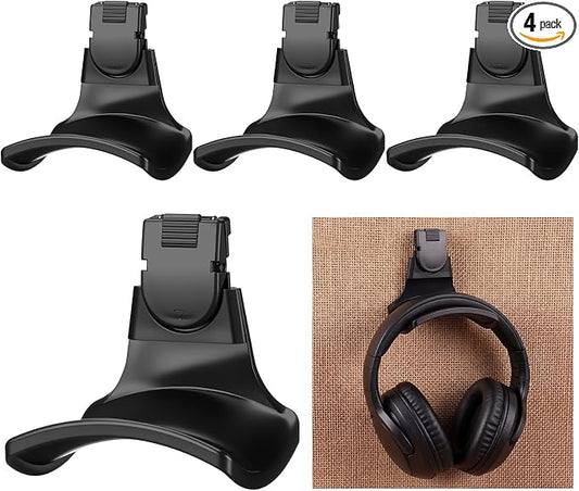 4 Set Fabric Wall Headphones Hook for Cubicle Organization Headset Stand for Desk Office Accessories Cubicle Decorations (Black)