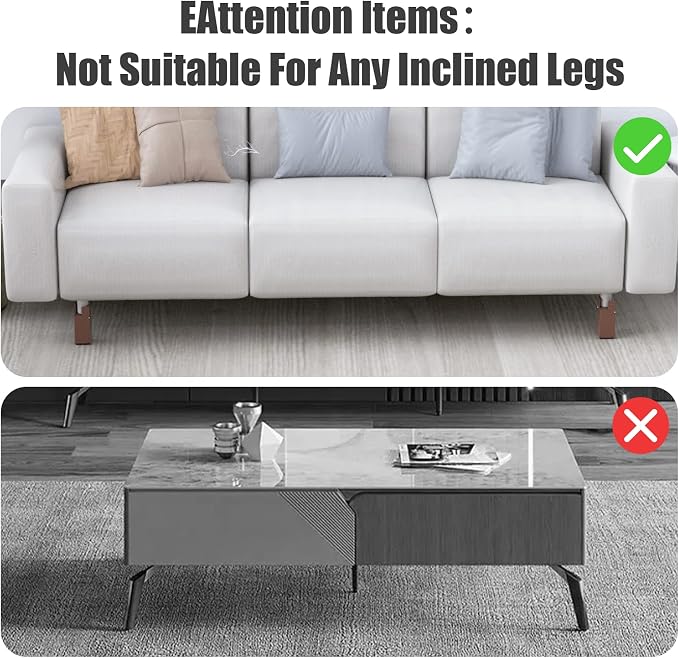 Adjustable Furniture Risers,4Pack Adjustable Bed Risers with Screw Clamp - Heavy Duty Sofa Tables Furniture Risers Fit for Square/Round Furniture Leg Diameter 0.8''-1.6'' (2Inch Black)