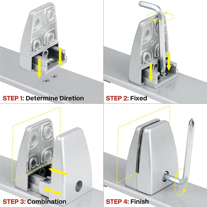2 Packs Sneeze Guard Clamp Bracket, Sneeze Guard Shield Base for Countertop, Stick On Heavy Duty Auminum Partition Guard Clamp, Panel Support Clamps Stand for Clear Acrylic Desktop Counter Reception