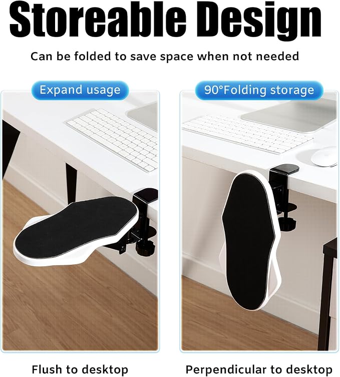 Computer Arm Rest for Desk, 180° Adjustable Rotating Desk Extender Tray, 90° Foldable Elbow Arm Support, Ergonomic Desk Arm Wrist Rest Shelf for Home and Office (Pack of 2)
