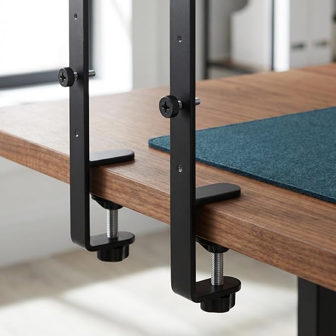 Didiseaon Adjustable over the Table Rod Stand Black Desktop Stand with 2 Perforated Board Brackets Height Adjustable Desk Mounting Bracket for Pegboards Home and Office Organization