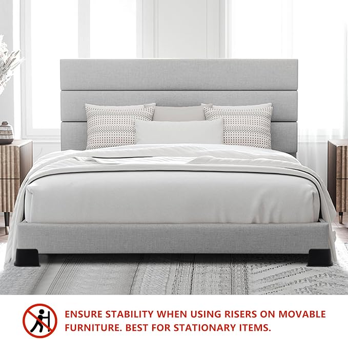 Bed Risers 2 inch Heavy Duty, 6 Pack Oversized Furniture Risers, Black Bed Lifts Risers for Table, Sofa, Chair, Couch, Desk, Bed Frame Risers Supports Up to 6,500 Lbs