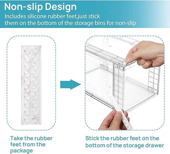 Vtopmart 2Pack Large Stackable Pantry Storage Drawers, Clear Organizer Bins with Handles, Acrylic Drawer Organizers for Kitchen, Pantry, Bathroom Undersink, Cabinet Organization and Storage