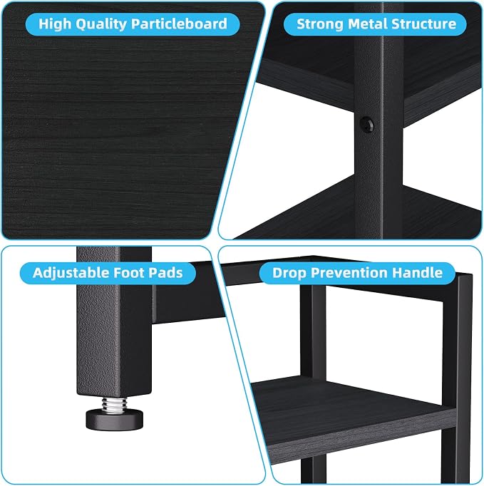 Marbrasse Desk Shelf with Drawer, 40" Desk Hutch for Computer Monitor, Desk Shelf for top of Desk, Wooden Desktop Bookshelf Storage Rack for Home Office Dorm - Black