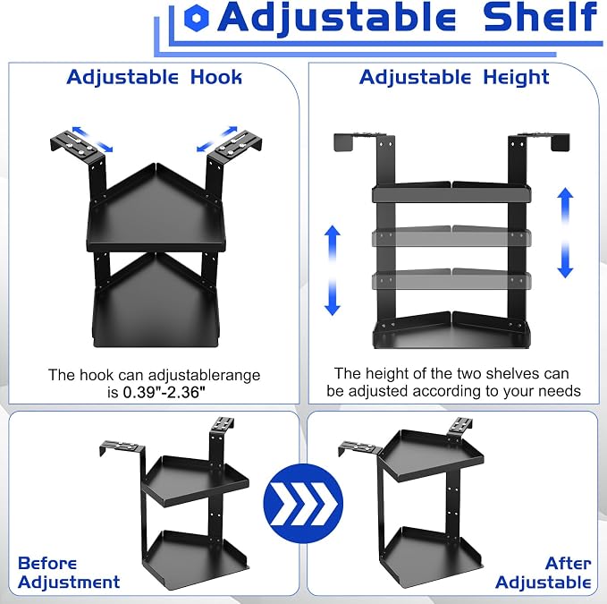 6in Office Cubicle Corner Shelf with Hooks Adjustable More Holes for Greater Durability & Thickness Cubicle Shelf Hanging