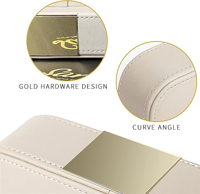 SANZIE Luxury Leather Tray Organizer Valet Tray Key Tray for Entryway Table Desktop Storage Catchall Tray Decorative Tray for Jewelry Keys Wallet Phone Watch (Metal Gilded, Grey)