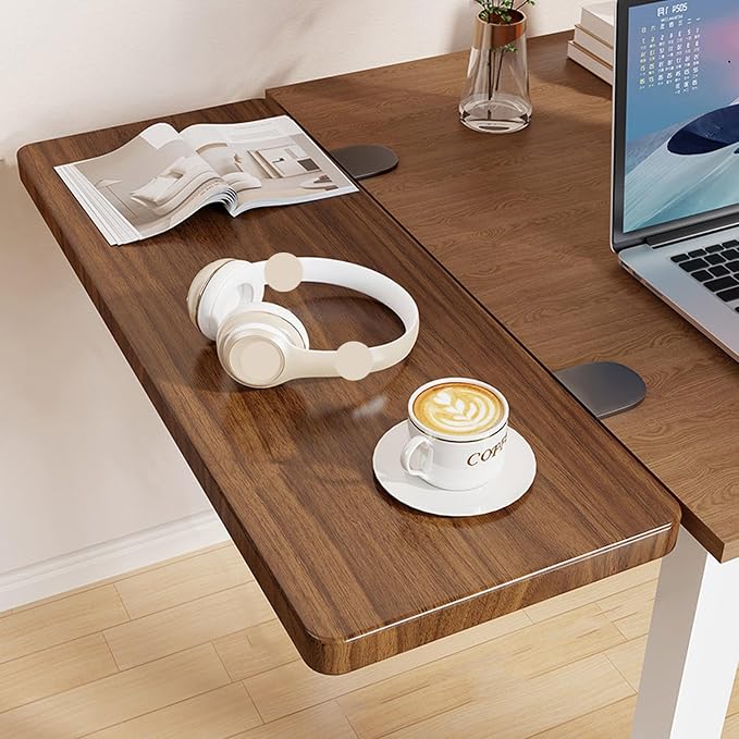 Brown,60 * 20,Desk Extender Tray, 27.5" x 7.8" Clamp On Desk Shelf, Desk Extension with Rounded-Edge, Table Desk Arm Rest, Clamp On Keyboard Tray for Office and Home, Workstation Organizer