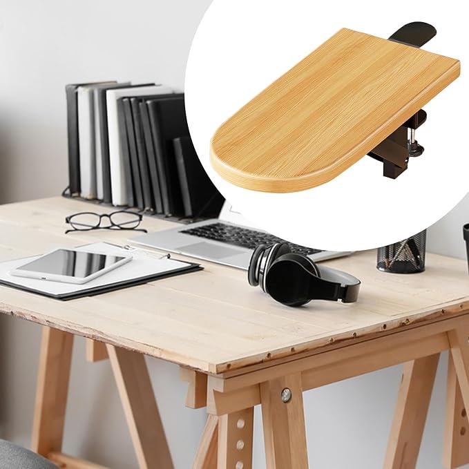 Desk Extension Tray Clamp on Desk Shelf Side Table Workstation Organizer Foldable Space Saving for Home Office, White