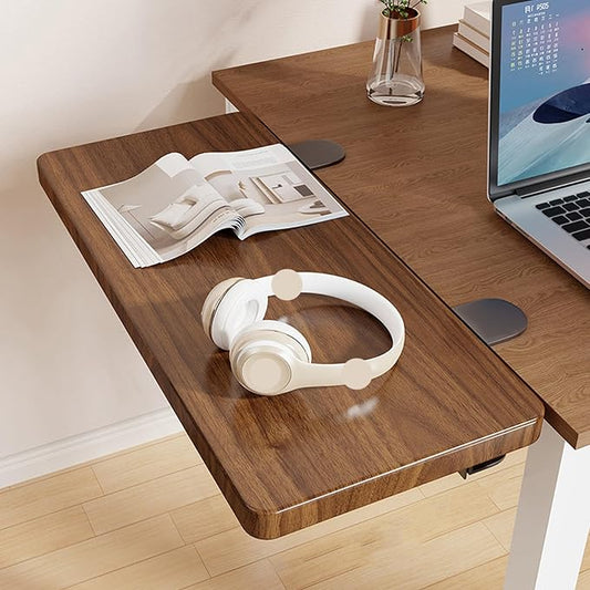 Brown,40 * 20,Desk Extender Tray, 27.5" x 7.8" Clamp On Desk Shelf, Desk Extension with Rounded-Edge, Table Desk Arm Rest, Clamp On Keyboard Tray for Office and Home, Workstation Organizer