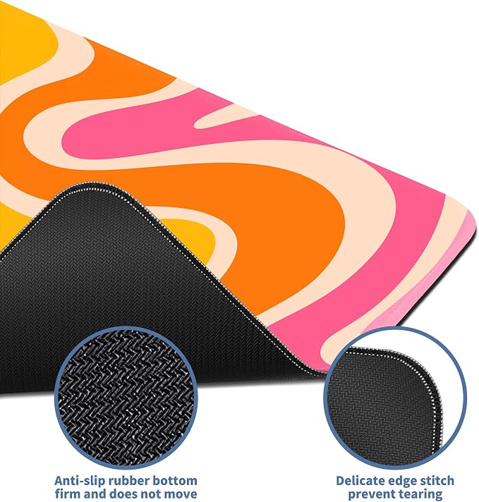 Boho XL Mouse Pad Large Desk Mat Extended Keyboard Mouse Pad Abstract Mousepad with Non-Slip Base and Stitched Edge Minimalist Mouse Mat Desk Pad 31.5 x 11.8 in Mouse Pads for Desk Home Office Gaming