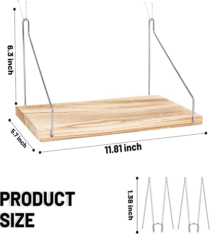3-Pack Cubicle Shelf For Fabric Walls With Hooks：12x6.0in Wooden Cubicle Shelf Hanging Silver Bracket Use For Office Cubicle Accessories Office Stylish Ations Cubicle Decorations For Women Desk