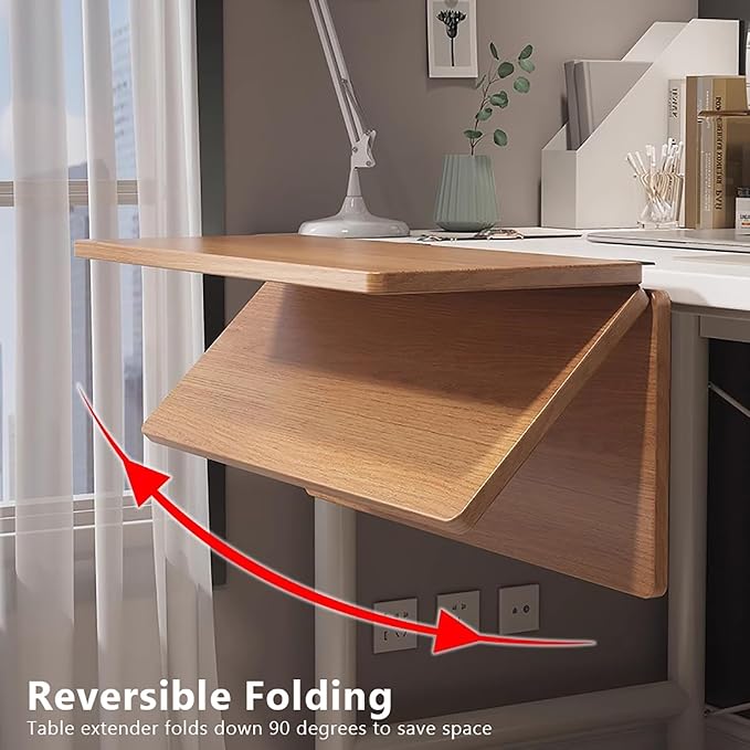 Wood Foldable Desk Extender Tray,Large Size Clamp-on Keyboard Tray,Table Mount Shelf Armrest Support for Home Office Dorm Floating Table(100x24cm(39x9inch), Wood A)