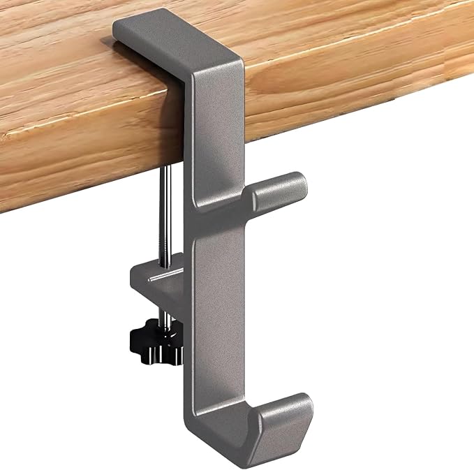 Headphone Stand - Aluminum Alloy Headphone Holder, Under Headset Stand for Desk Fit for PC Gaming Headset Hanger Hook Suitable for Office, Computer, Student Class Desk, Handmade Creator Table (Sliver)