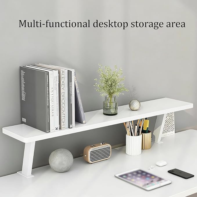 VXHCS Clamp On Desk Organizer Shelf, Desktop Extender Storage Organizer Portable No Drill Required Adjustable Floating Desks Shelf for Home Office Dorm Workstation and Study Space(23.6"x7.9")