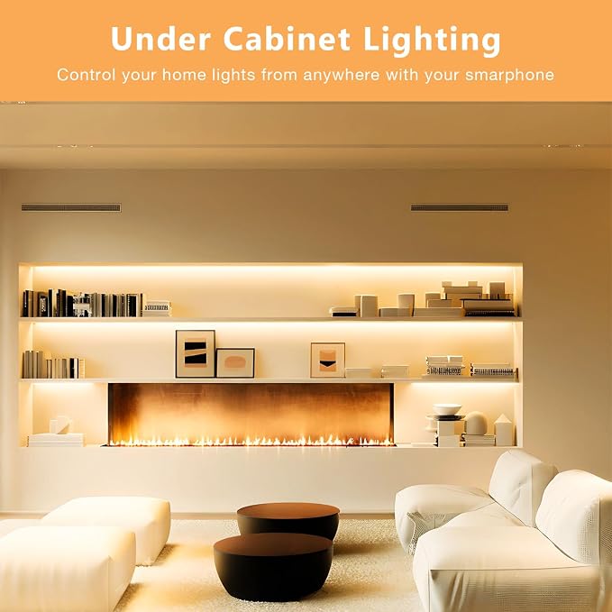 DAYBETTER Under Cabinet Lighting kit,8 PCS Under Cabinet Lights,Dimmable LED Strip Lights for APP Control,LED Lights for Kitchen Cabinet,Counter Shelf 2700K-6500K Warm to Daylight White,Timing,13.2ft