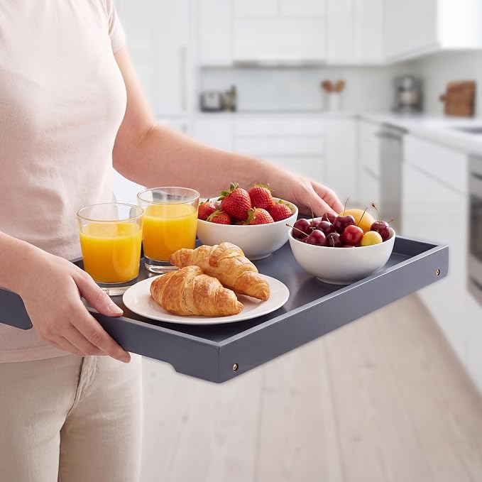 RRX Bed Tray Table with Folding Legs, Breakfast in Bed Tray (Grey)