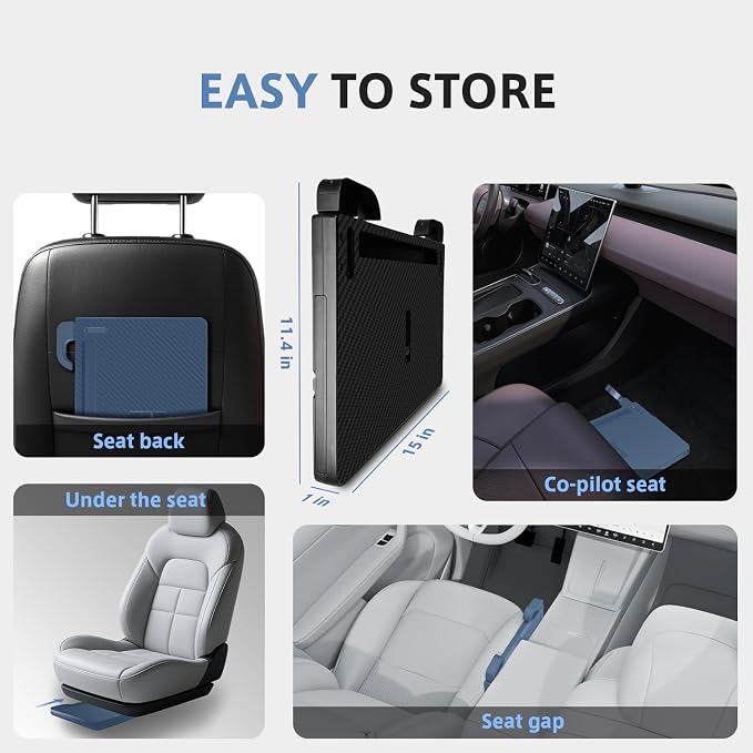 Steering Wheel Tray, Car Food Tray, Car Desk for Laptop, Carbon Fiber Look Multipurpose Car Table for Eating & Work, Adjustable Car Tray with Drawer and Anti-Slip Protective Adhesive