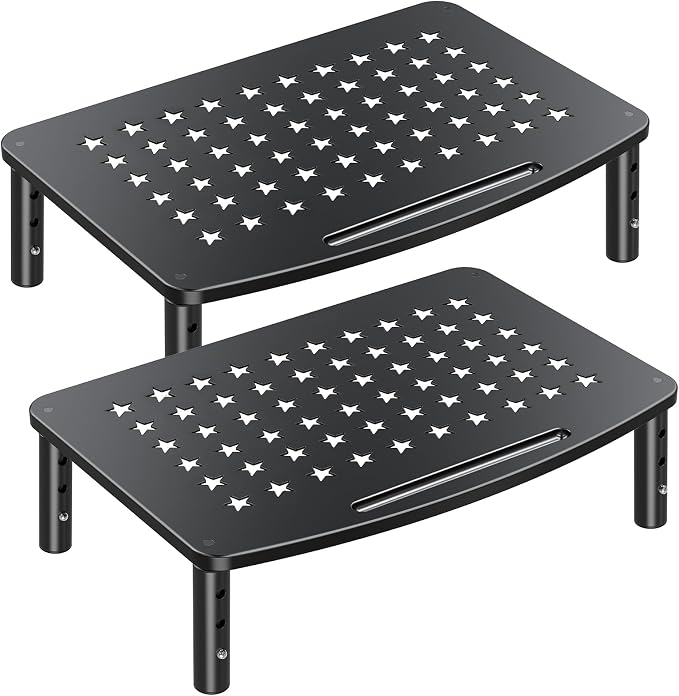 Zimilar 2 Pack Monitor Stands, 3 Height Adjustable Riser for Laptop, Printer, iMac, PC, Premium Metal Stand for 2 Monitors