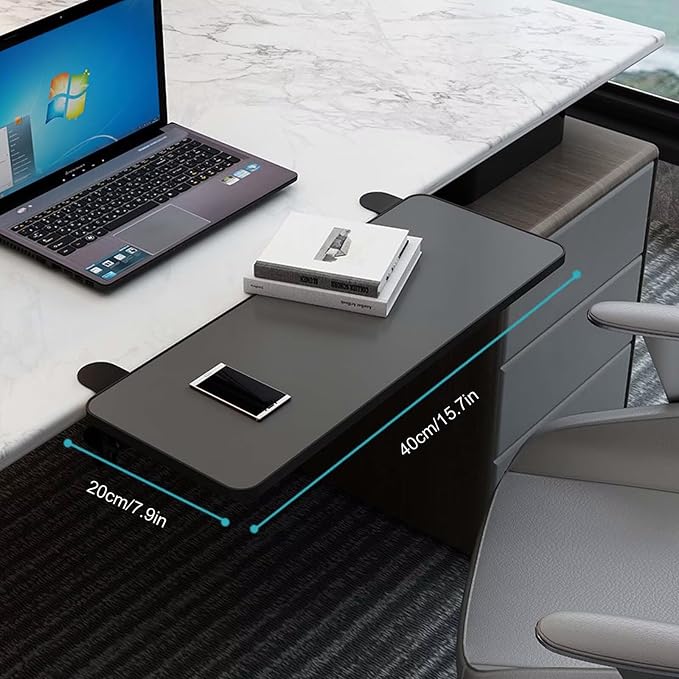 Ergonomic Clamp-On Desk Extender Tray - Foldable Computer Arm Support & Wrist Rest - No-Drill Space Saver for Home Office & Keyboard