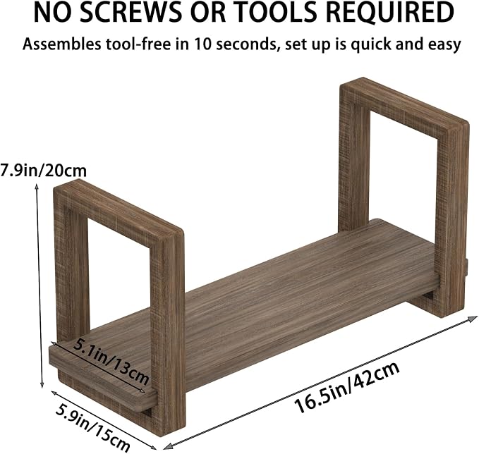 Adjustable Desktop Bookshelf Wooden Desk Book Holder Organizer Tabletop Bookshelf Mini Book Shelf Magazine Files Letters Storage Racks for Home Office Supplies, Great for Small Space, Dark Brown