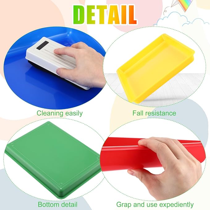 Hoteam 10 Pcs Flat Storage Organizer Tray Bin Paper Tray for Classroom Plastic Stackable File Organizer for School Office Teacher Book Organization(Bright Color,16.14 x 11.81 x 1.38 Inch)