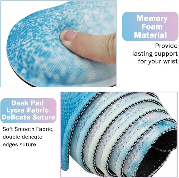 4-in-1 Large Gaming Mouse Pad, Keyboard Wrist Rest Pad & Wrist Support Mousepad Set, Extended Desk Pad Waterproof Desk Mat for Home Office Study Game - Stay Positive